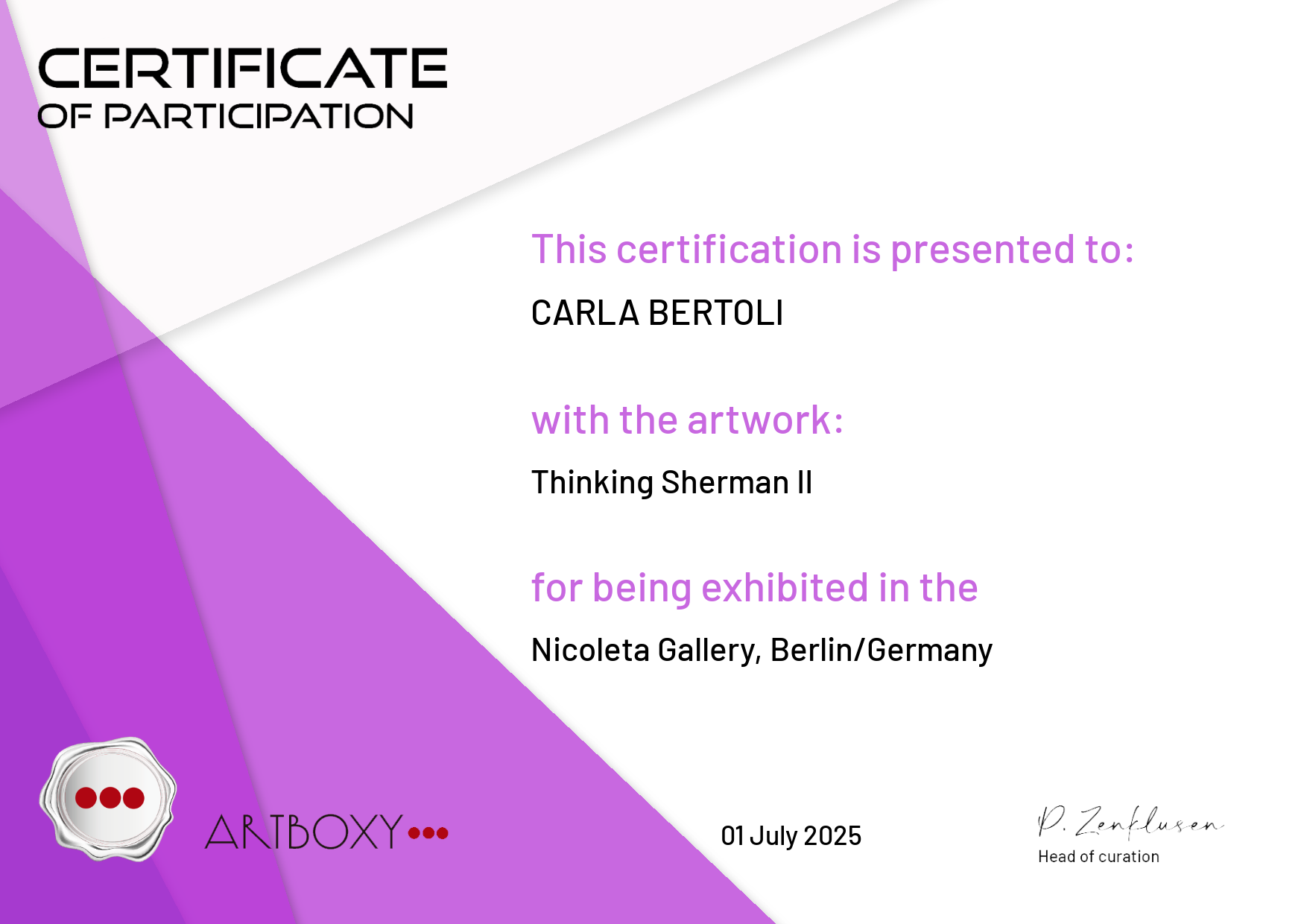 NICOLETA GALLERY BERLINO - GERMANY - Anno 2025